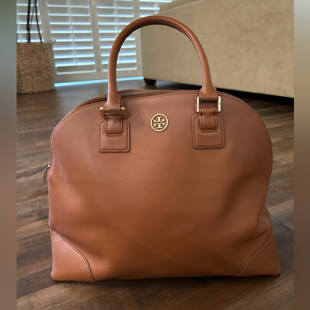 Tory Burch tan bowling ball bag